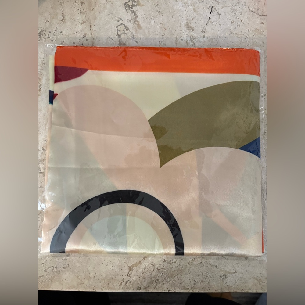 Silky Abstract Floral Multi-Color Head Scarf - Picture 3 of 3